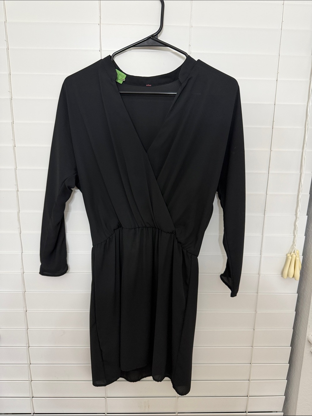 Women’s Classic Black Long-Sleeve Wrap Dress Size XS